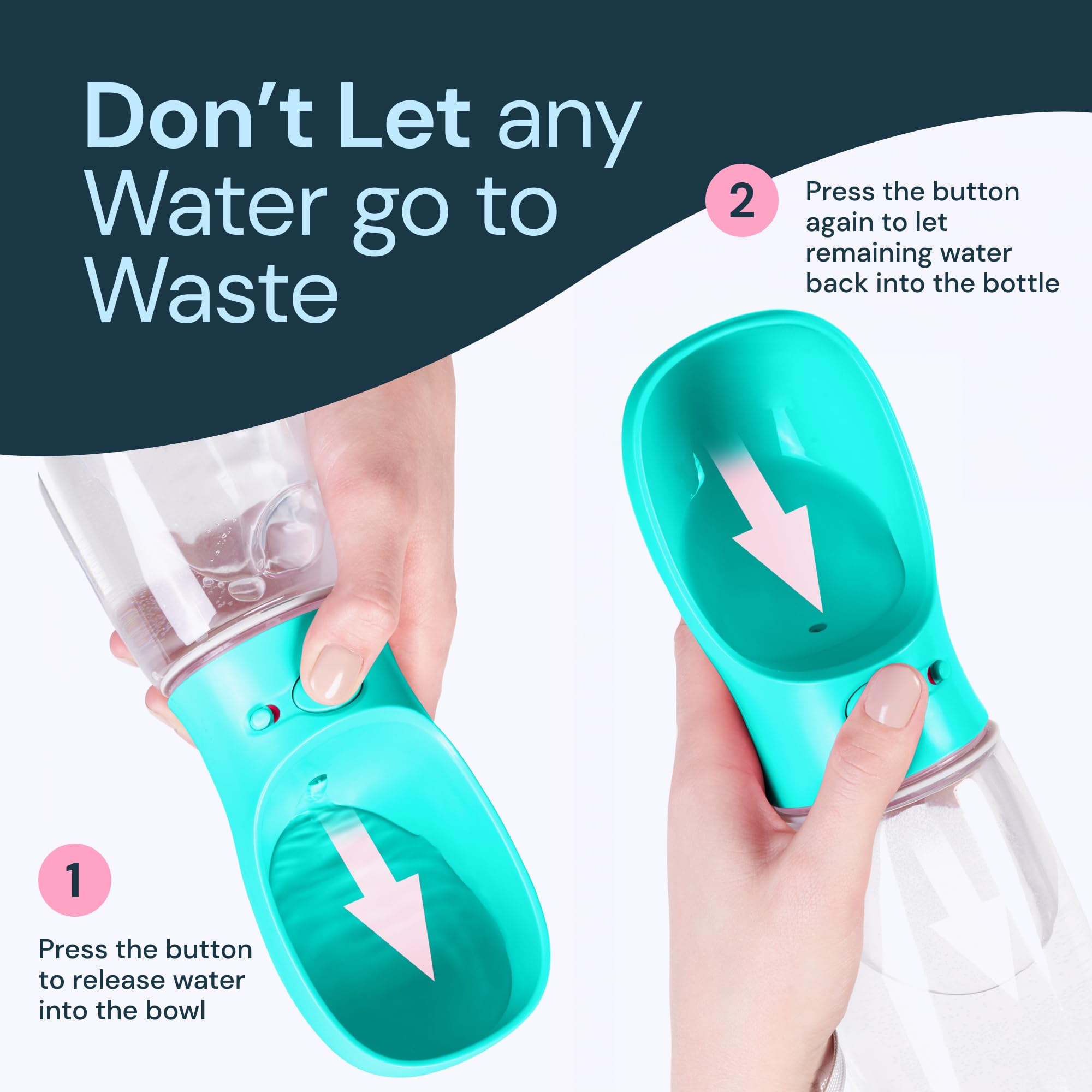 MalsiPree Dog Water Bottle Portable - Leak Proof and Lightweight Water Bottle for Dogs - Dog Travel Water Bottle with Bowl - Dog